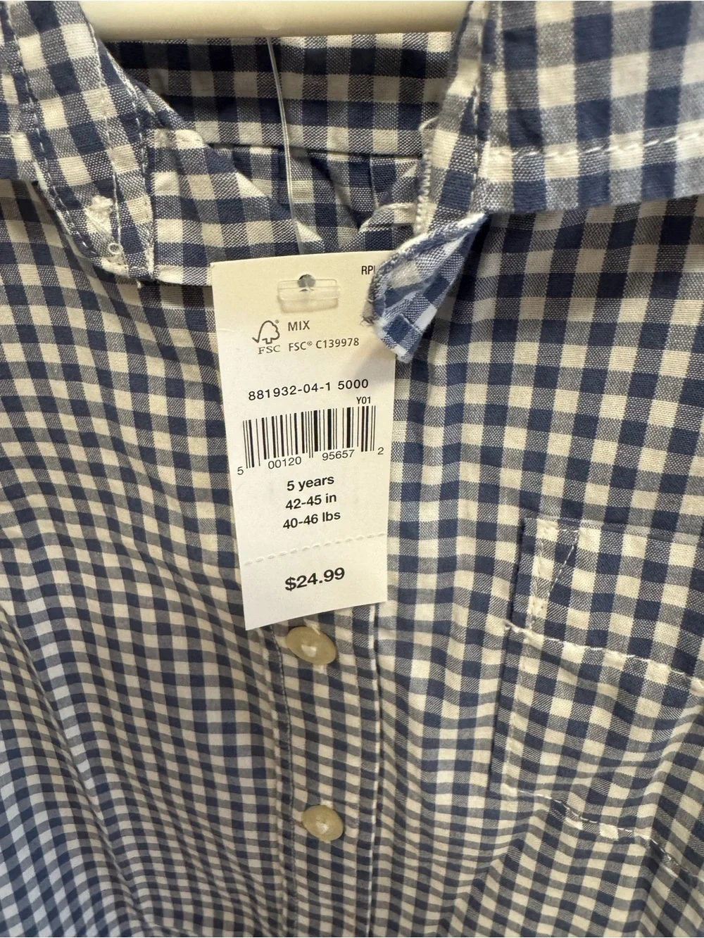 Baby Gap Blue and White Gingham Short-Sleeve Button-Up Shirt